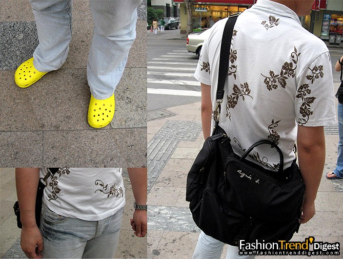 名字：楊先生<br>
職業(yè)：銷售<br>
年齡：27<br>
上裝：En<br>
褲子：Jack Jones<br>
鞋子：Crocs<br>
包：Agnes B<br>
喜歡的品牌：Zara、Tommy Hilfiger<br>
穿衣風(fēng)格：牛仔<br>
購買場所：商場、有設(shè)計(jì)的小店，比如長樂路一些店鋪<br>
時(shí)尚媒體：《時(shí)尚》、《瑞麗》、《男人裝》<br>
 