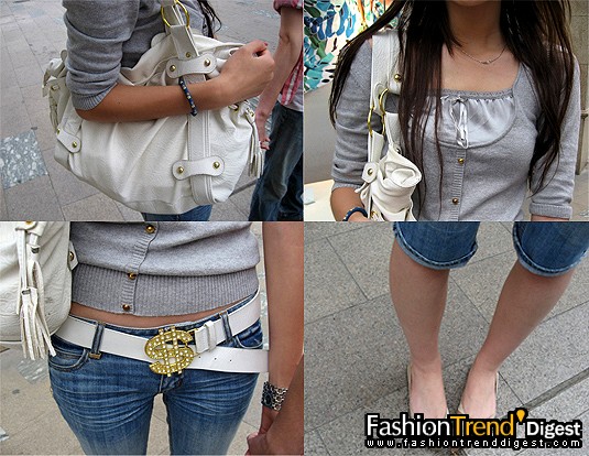 名字：Rebecca<br>
職業(yè)：學(xué)生<br>
年齡：20<br>
Tops：Only<br>
褲子：Only<br>
鞋子：Aldo<br>
包：無<br>
喜歡的品牌：CK<br>
穿衣風(fēng)格：淑女、隨意<br>
購買場所：商場<br>
時尚媒體：生活時尚頻道、《瑞麗》、《EASY》<br>
 